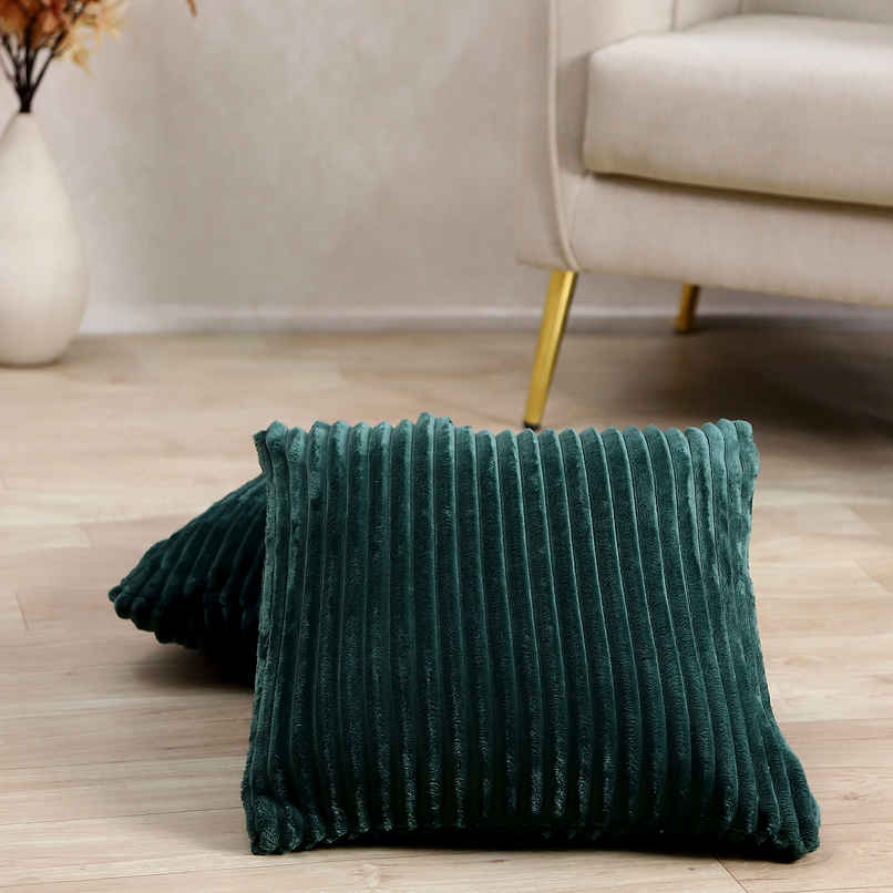 Status Ribbed Cushion Cover Set Of 2 40 Cm x 40 Cm - Green