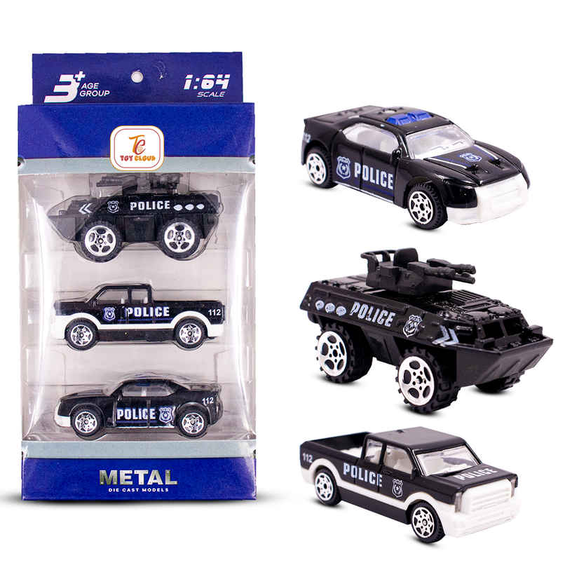 Toy Cloud Free Wheel Die Cast Metal Police Vehicle 1:64 Scale Model Vehicles Toys