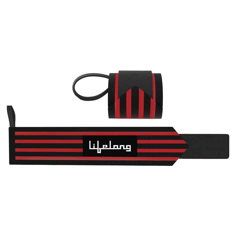 Lifelong Wrist Supporter for Gym|Men & Women|Wrist Band with Thumb LoopStraps (LLFAWS01, Red&Black)