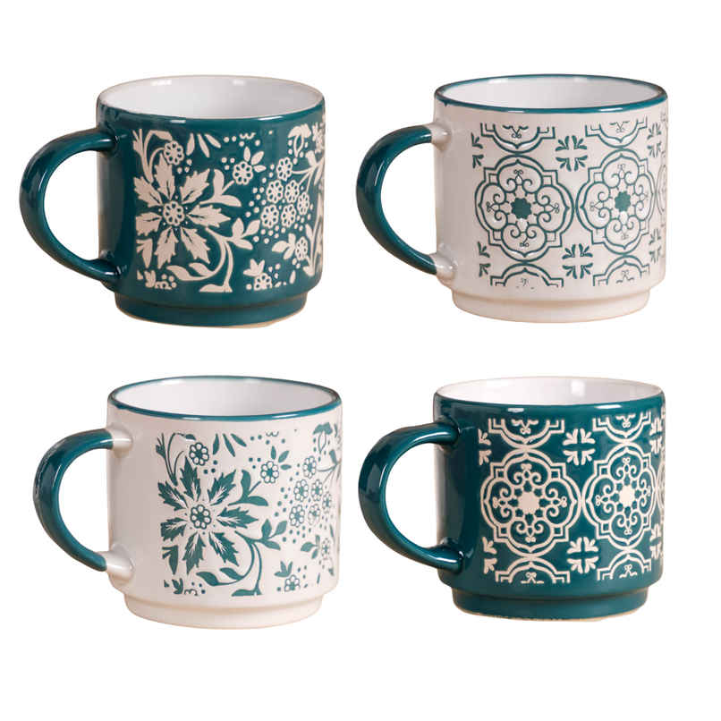 Nestasia Stackable Coffee Cups with Stand Green Set - 200 ml