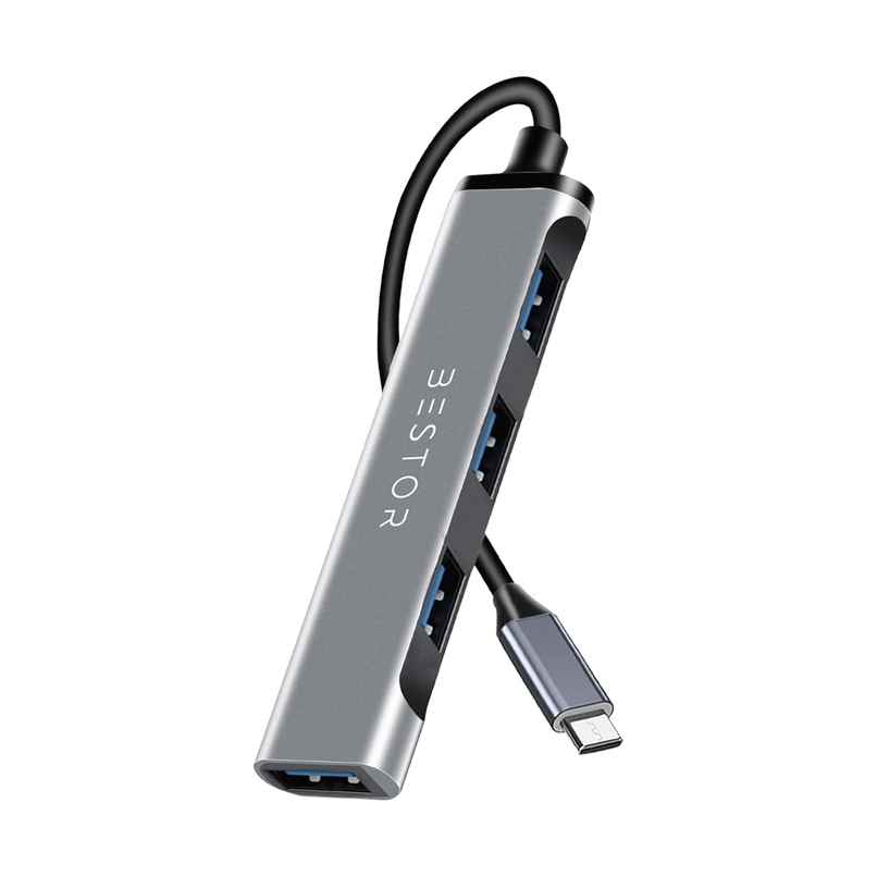Bestor USB C Hub Multiport Adapter for MacBook Pro Air 2021 2020 31C 4-in-1 USB Hub (Type C to 4 USB-A Ports) with Fast Data Transfer, 4 USB Ports for Surface, MacBook Air/Pro M1 - Grey