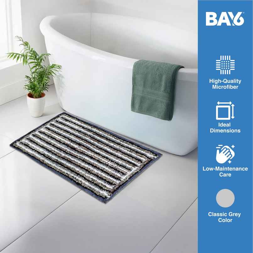 BAY6 Sona Microfiber Anti- Skid Doormat Set | 35 x 55 cm - Grey