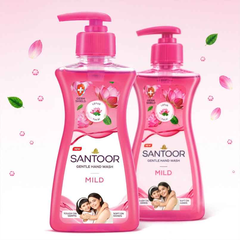 Santoor Mild Gentle Anti-Bacterial Hand Wash With Natural Goodness of Lotus and Tulsi