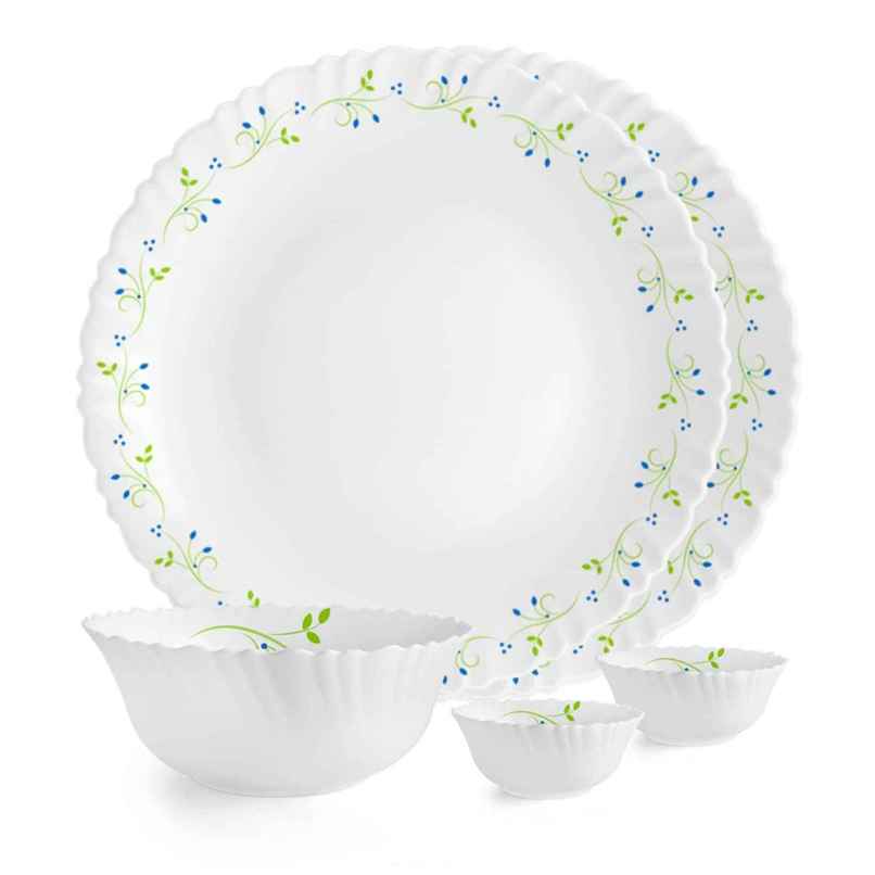 Cello Opalware Dazzle Series Tropical Lagoon Dinner Set - White | M|| Set Of 5