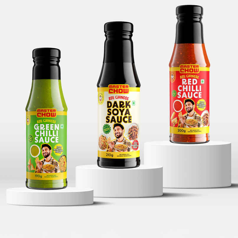 Masterchow Dark Soya Sauce (210g) & Masterchow Green Chilli Sauce (190g) & Masterchow Red Chilli Sauce (200g) Combo
