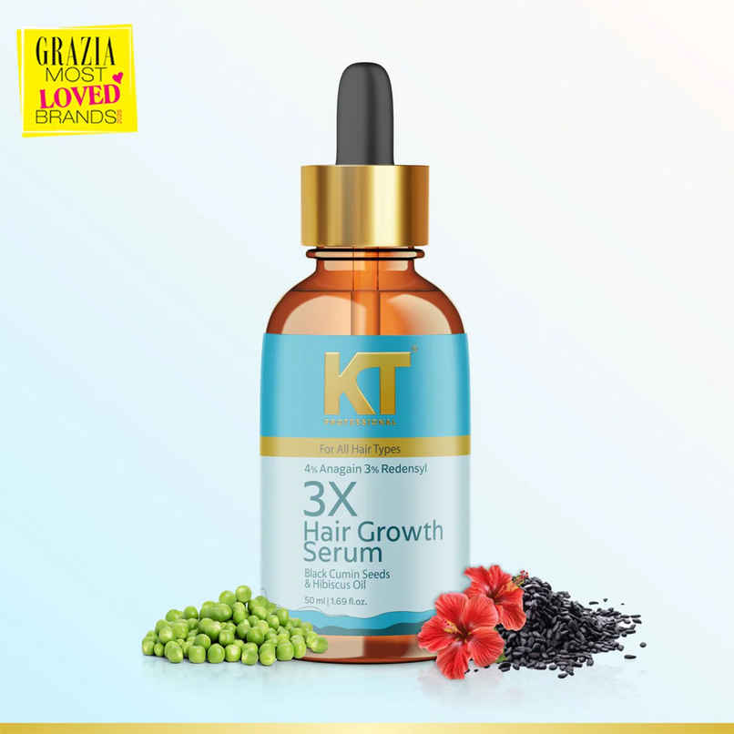 KT Professional 3X Hair Growth Serum with Black Cumin | Anagain, Hibiscus & Redensyl KT Professional 3X Hair Growth Serum with Black Cumin | Anagain, Hibiscus & Redensyl