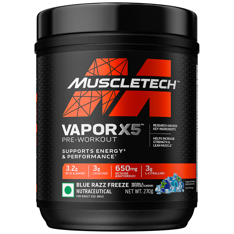 MuscleTech Vapor X5 Pre Workout Powder|Blue Razz Freeze