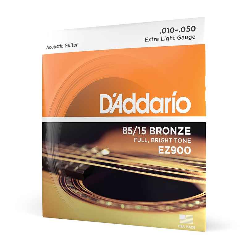 D'Addario Ez900 Bronze Acoustic Guitar Strings | 85/15 Full Bright Tone Stainless Steel Material