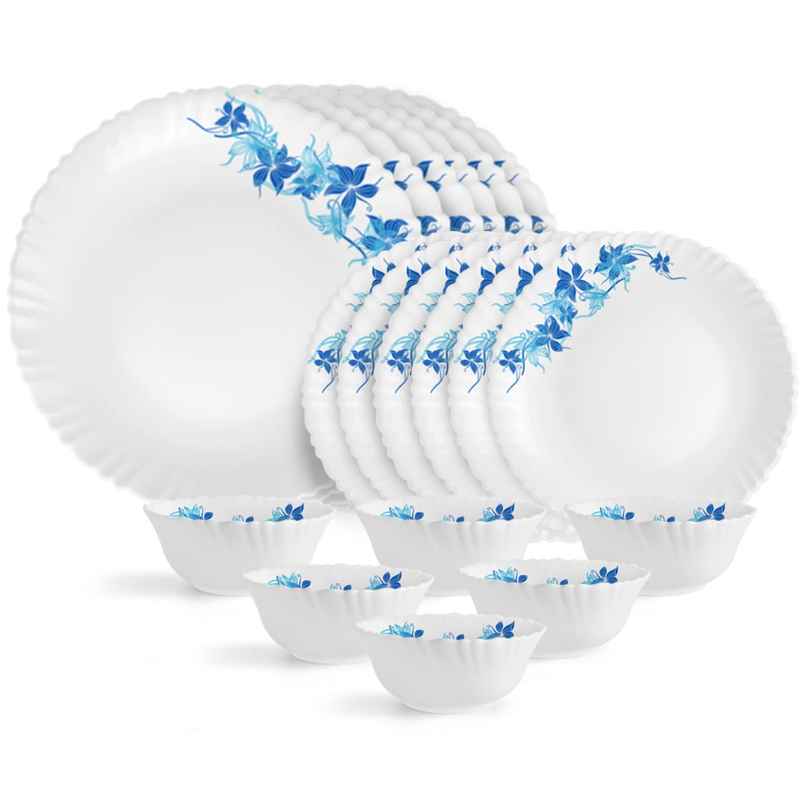 Cello Opalware Dazzle Blue Swirl Dinner Set, 18 pcs