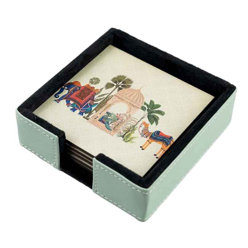 Birch & Co. Coaster | Royal Gaja Coaster Set of 6 with Holder