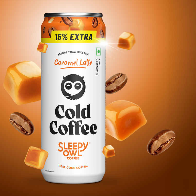 Sleepy Owl Caramel latte Cold Coffee Can