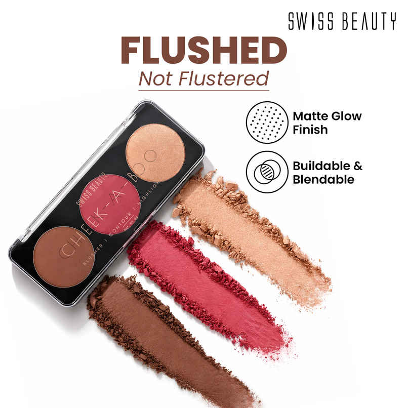 Swiss Beauty Cheek-A-Boo 3 In One Blusher Contour And Highlighter | 3