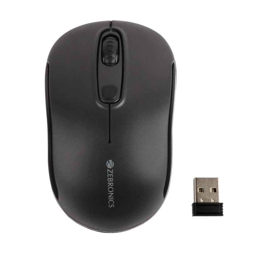 Zebronics Zeb-Dash Plus 2.4GHz High Precision Wireless Mouse with up to 1600 DPI, Power Saving Mode, Nano Receiver and Plug & Play Usage - USB - Black