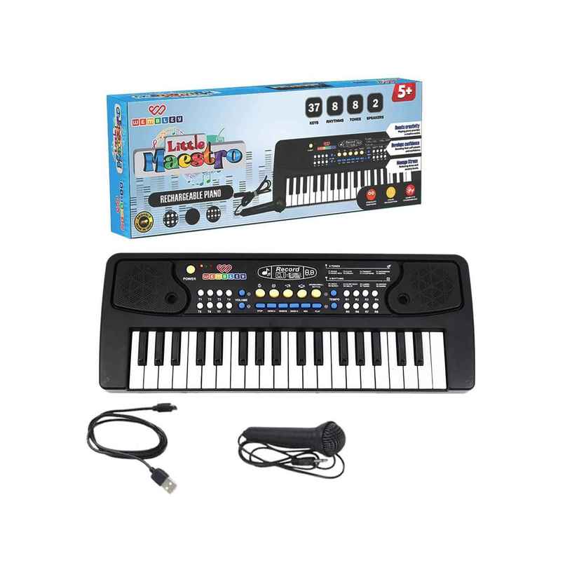 Wembley Kids Electronic Keyboard Portable - Songs, Recording, Musical Toy Boys And Girls-Black