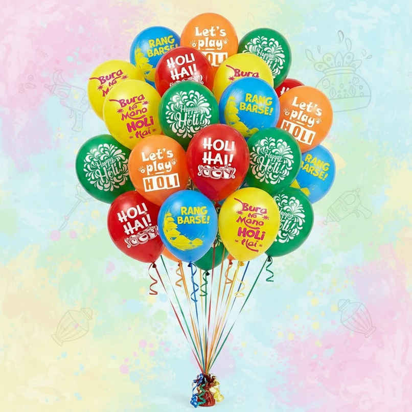 Printed Holi Balloons Colorful Printed Balloons for Decoration | Party Propz