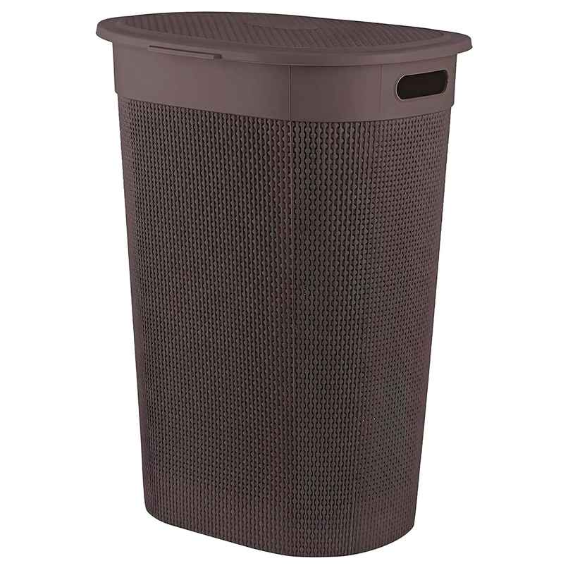 Kuber Industries 55 L Multipurpose Plastic Laundry Basket with Lid | Brown Kuber Industries 55 L Multipurpose Plastic Laundry Basket with Lid | Brown