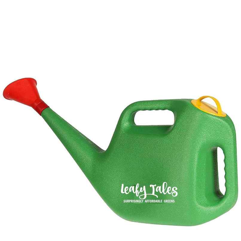 Leafy Tales Plastic Green Watering Can With Sprayer For Plants 5 Litre