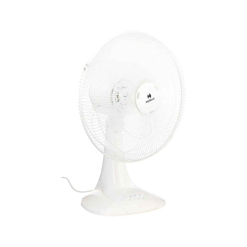 Havells Sameera Table Fan,400mm,1360RPM,Jerk free oscillation,120 ribs guard,3 Speed Settings,White