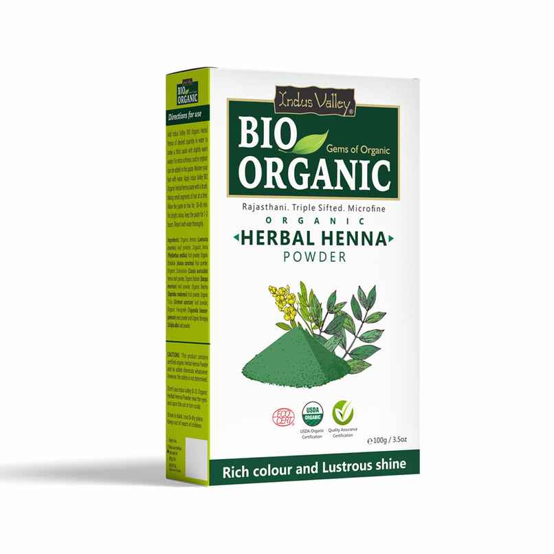 Bio Organic Natural Herbal Henna Powder by Indus Valley for Natural Hair Colour