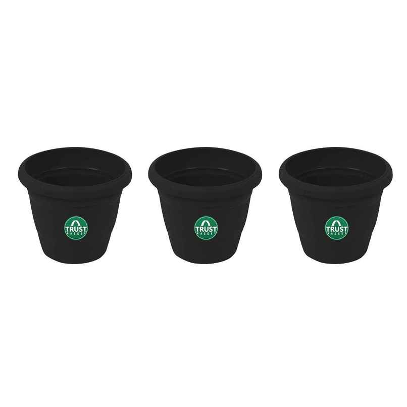 TrustBasket Round Pots 10 Inch | UV Treated Plastic Garden Flower Pots - Black TrustBasket Round Pots 10 Inch | UV Treated Plastic Garden Flower Pots - Black