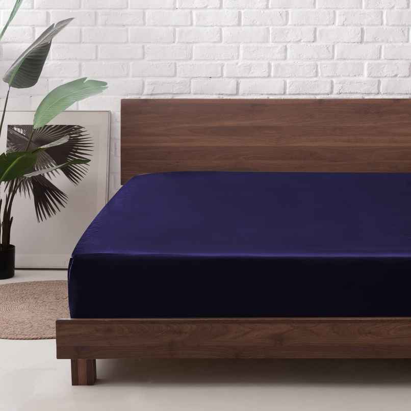 BAY6 Blue Terry Cotton 220 GSM Waterproof Mattress Protector For Single Size Bed