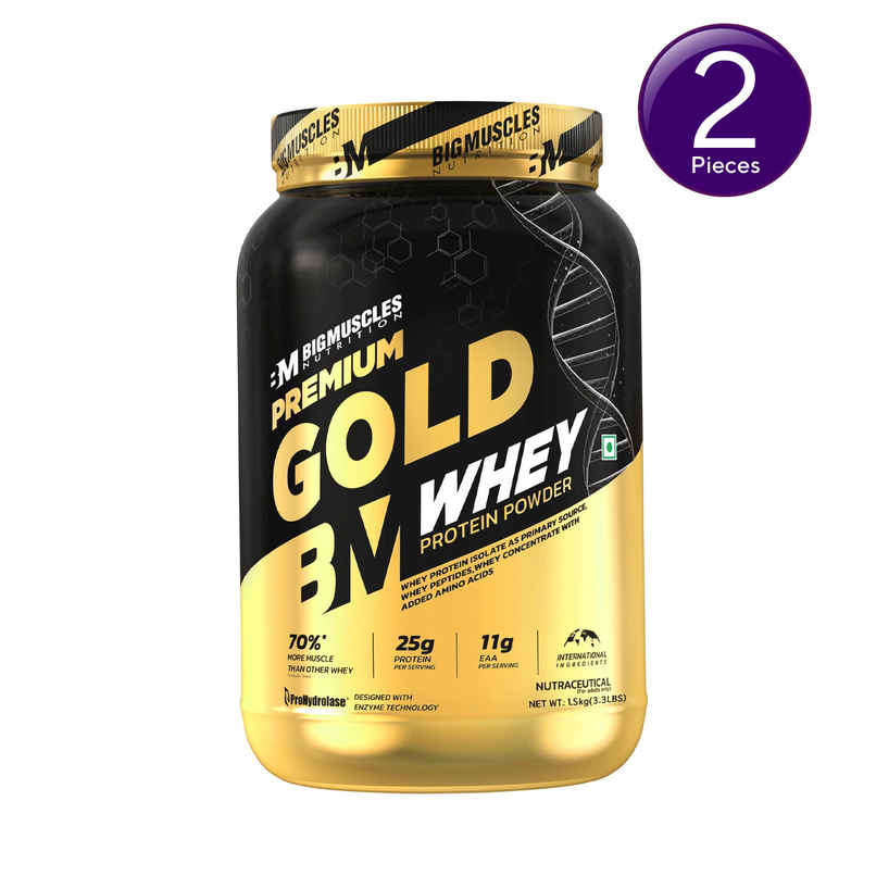 Big Muscles Nutrition Premium Gold Whey | Informed Choice Uk Certified | Isolate Whey Protein Blend Combo