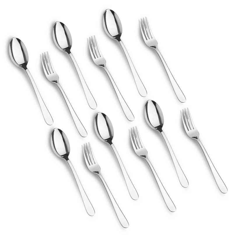 Frenchware Stainless Steel Cutlery Set of 12 - 6 Spoons, 6 Forks, Rust-free, Perfect for Gifting