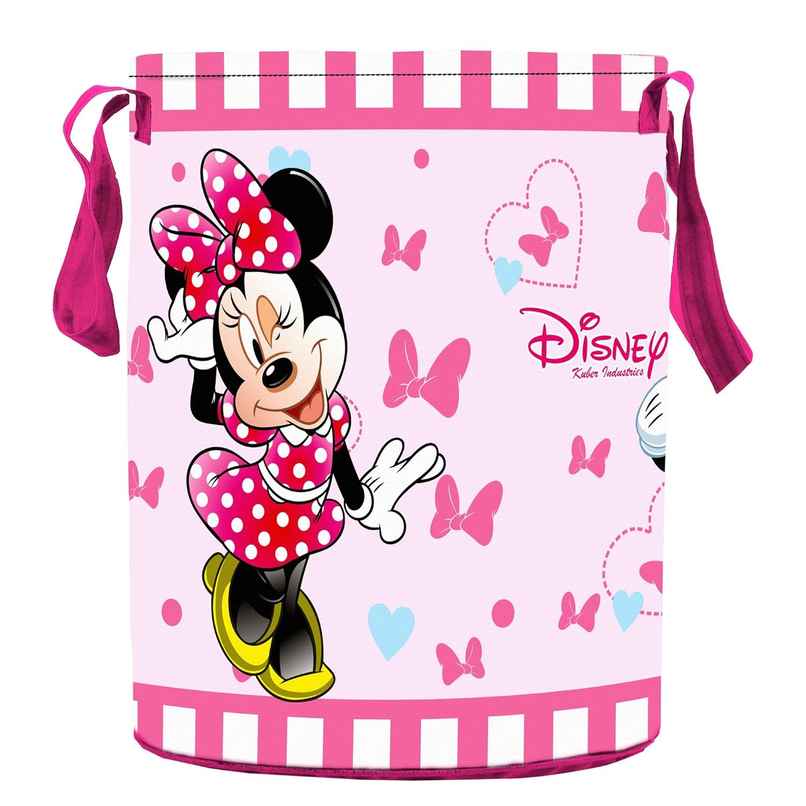 Kuber Industries Non Woven 45 L Disney Print Round Laundry Bag/Bin|(Pink)