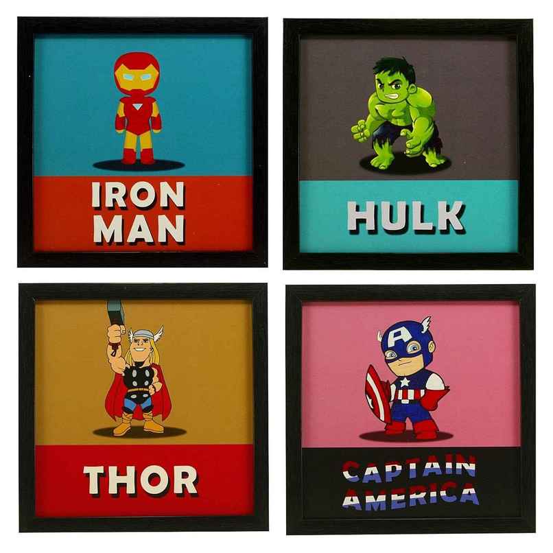 Indianara Set of 4 Kids Room Decor Framed Wall Hanging Laminated Matt Art Prints Indianara Set of 4 Kids Room Decor Framed Wall Hanging Laminated Matt Art Prints