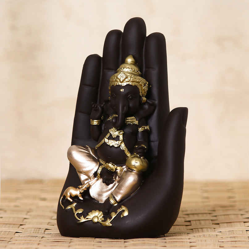 eCraftIndia Golden Handcrafted Palm Ganesha Decorative Showpiece eCraftIndia Golden Handcrafted Palm Ganesha Decorative Showpiece