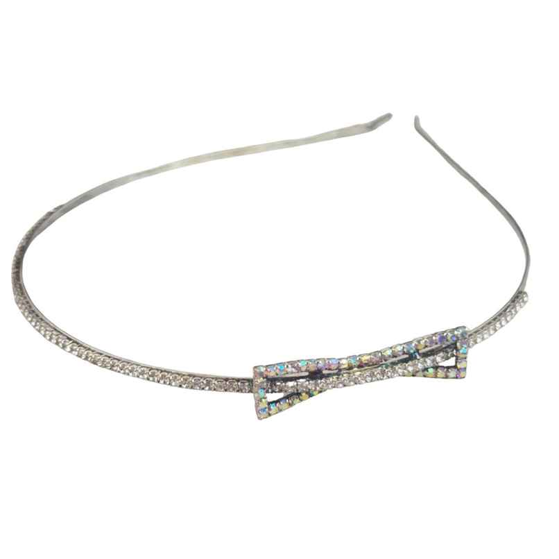 The Opal Factory Hair Accessories | Diamante Bow Hairband for Girls | 1 Pc | Silver