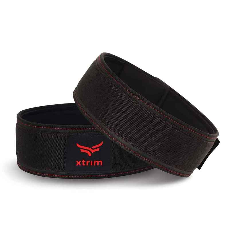Xtrim Weightlifting Gym belt with PU-Foam Padded For Workout, Hook & Loop Closure |Black - L Xtrim Weightlifting Gym belt with PU-Foam Padded For Workout, Hook & Loop Closure |Black - L
