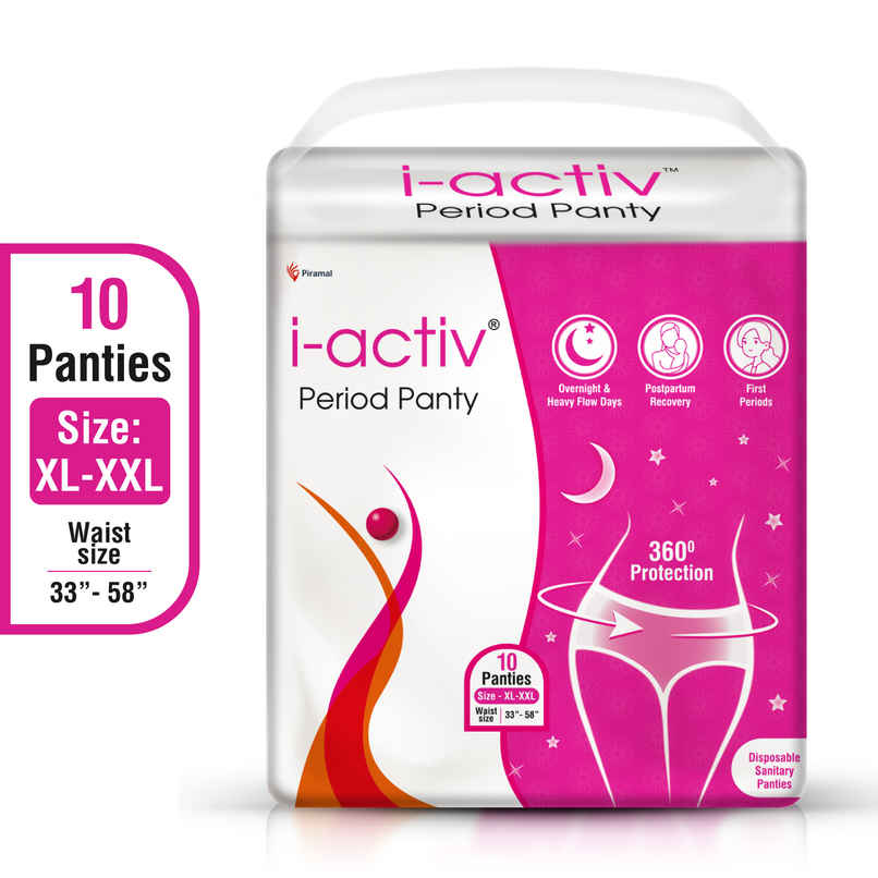i-activ Period Panty, Disposable| XL- 2XL | For Heavy Flow Periods | PCOS