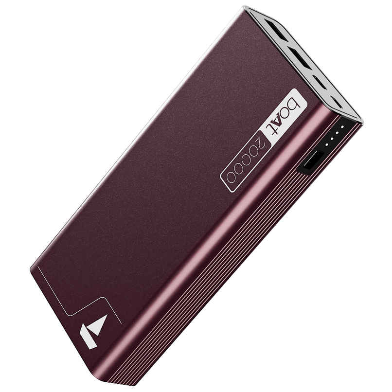 boAt (PB400) 20000 mAh Wired Power Bank w/ 2-Way 22.5W Fast Charging & Smart Power Managemen - Burgundy