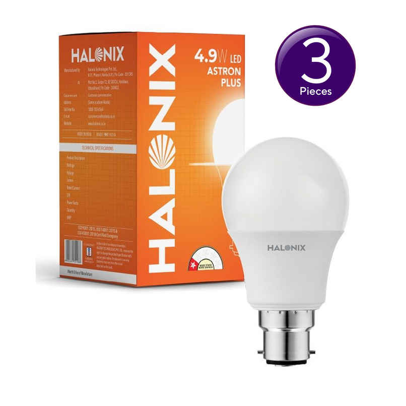 Halonix 4.9W White Led Bulb | B22 Base Holder Combo 