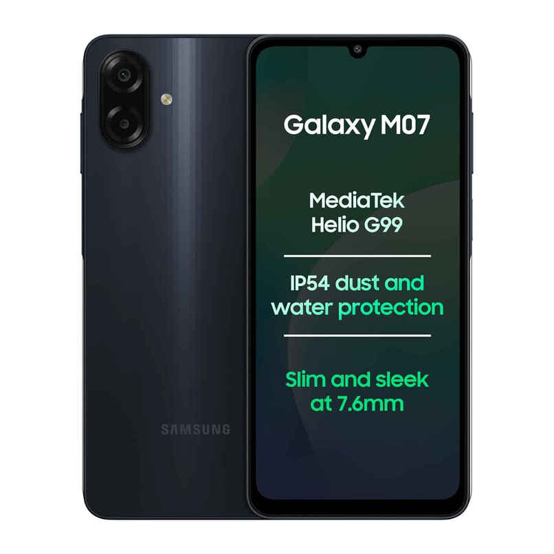 Samsung Galaxy M07 MediaTek Helio G99 | IP54 Rating | 4GB RAM, 64GB Storage | Black