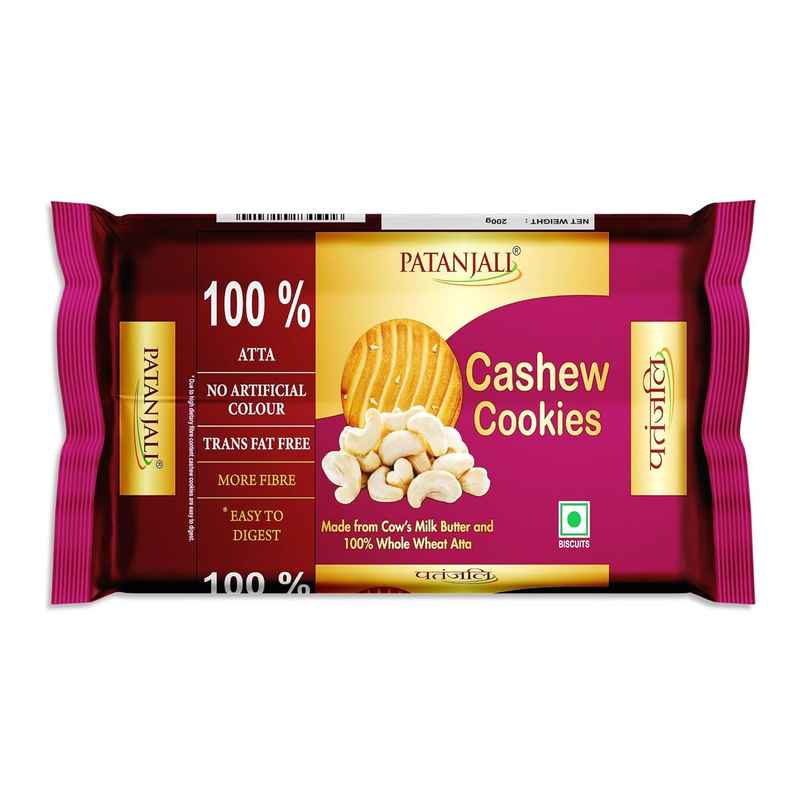 Patanjali Cashew Cookies, Healthy No Maida With Fiber Healthy & Nutritious Biscuits