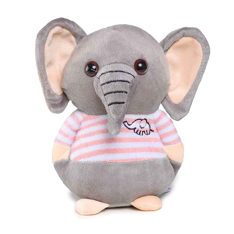 Webby Soft Animal Plush Elephant Toy | 20cm | Grey - Pink Webby Soft Animal Plush Elephant Toy | 20cm | Grey - Pink