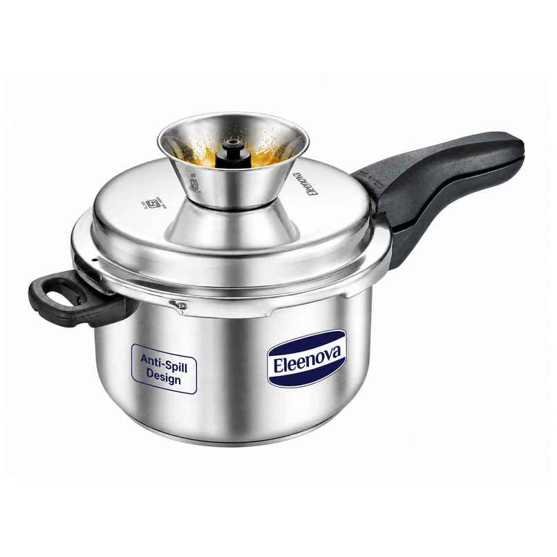 Eleenova Legacy Anti Spill Stainless steel Outer Lid Pressure Cooker with Spill Bowl | 5 L Eleenova Legacy Anti Spill Stainless steel Outer Lid Pressure Cooker with Spill Bowl | 5 L