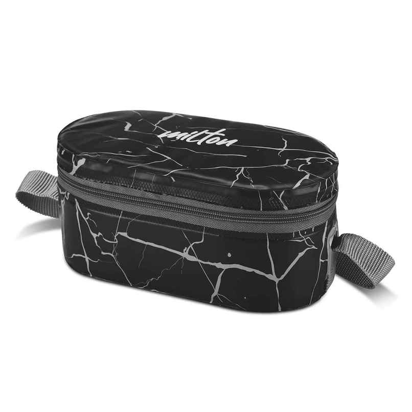 Milton Executive Lunch Box, 2 Round Containers, 280 ml Each, 1 Oval Container, 450 ml, Black