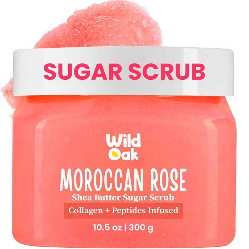 Wild Oak Moroccan Rose Sugar Body Scrub Tan Removal & Strawberry Skin Wild Oak Moroccan Rose Sugar Body Scrub Tan Removal & Strawberry Skin