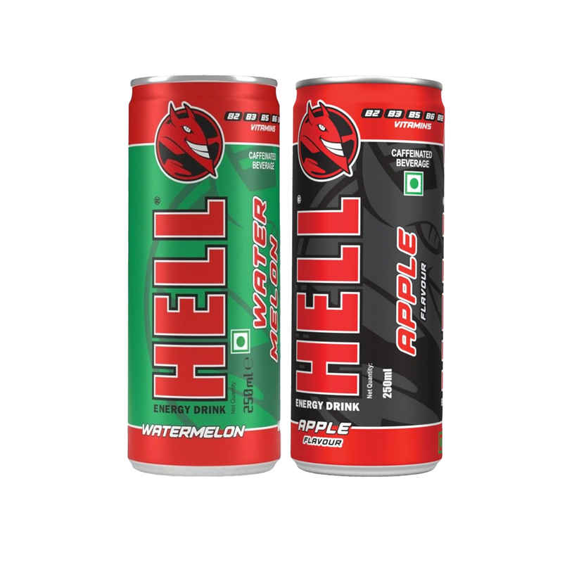 Hell Energy Drink Apple Flavoured Drink (250ml) & Hell Energy Drink Watermelon (250ml) Combo