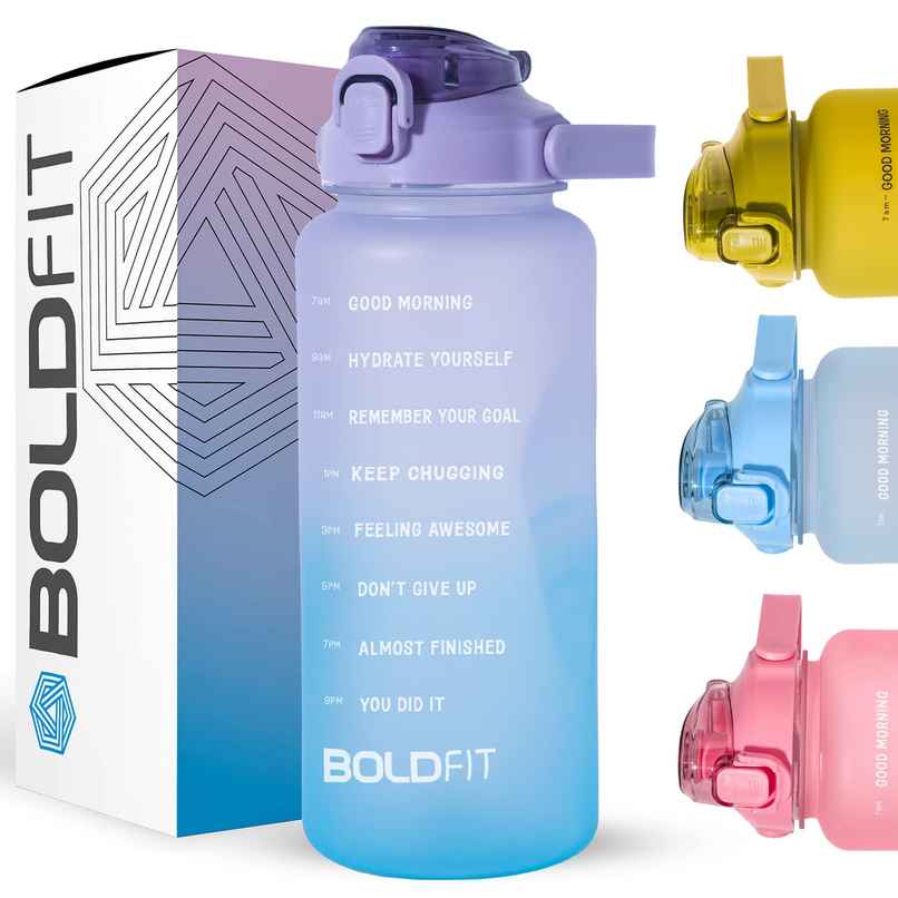 Boldfit Gallon Bottle Motivational 2L Purple Blue