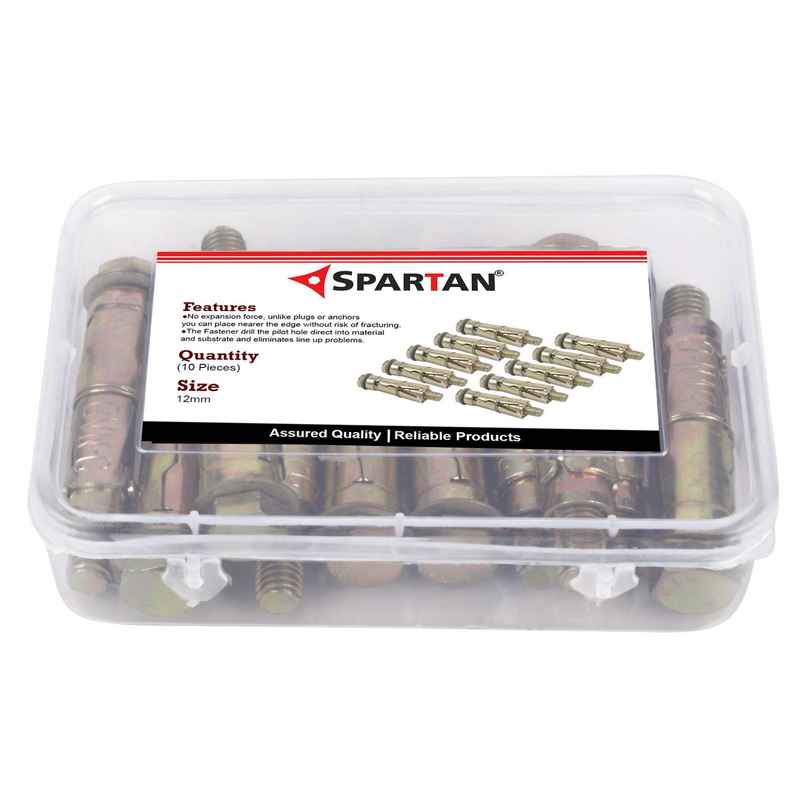 Spartan Bolt Type Wall Anchor Fasteners Kit | 12Mm, Bolt Screws, Rust Proof Easy Installation Spartan Bolt Type Wall Anchor Fasteners Kit | 12Mm, Bolt Screws, Rust Proof Easy Installation