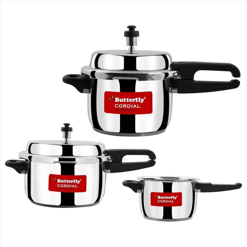 Butterfly Cordial 2L, 3L & 5L Stainless Steel Outer Lid Pressure Cooker Butterfly Cordial 2L, 3L & 5L Stainless Steel Outer Lid Pressure Cooker