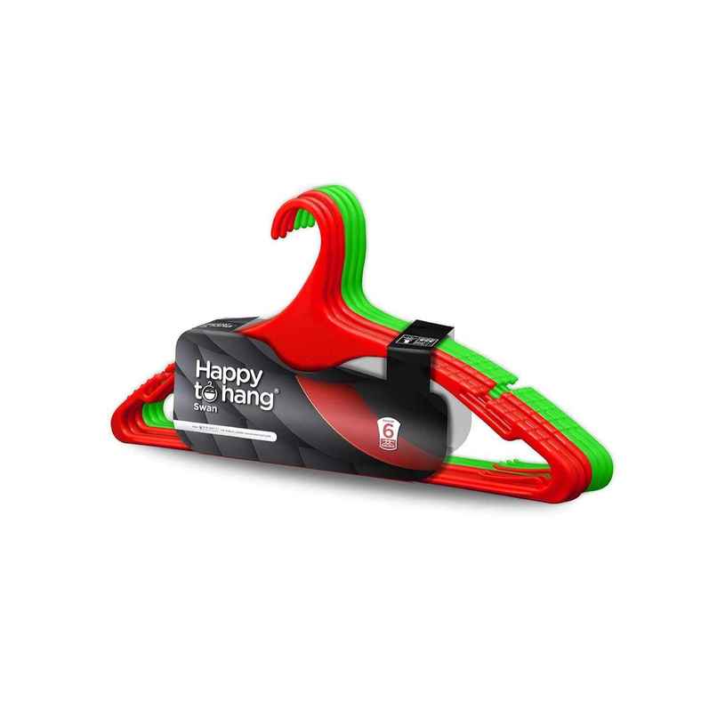 Happy To Hang Swan 6 Piece Polypropylene Hanger, Green And Red Happy To Hang Swan 6 Piece Polypropylene Hanger, Green And Red