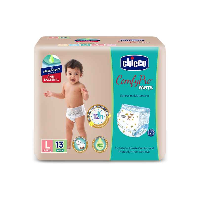 Chicco ComfyPro Premium Baby Diapers | Pant Style | L | 13 Pcs Chicco ComfyPro Premium Baby Diapers | Pant Style | L | 13 Pcs