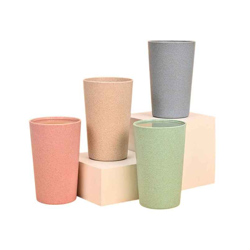Eha Earth Friendly Unbreakable Drinking Glass | 250 ml, 4 pcs, Multi-light | Rice Husk Biocomposite