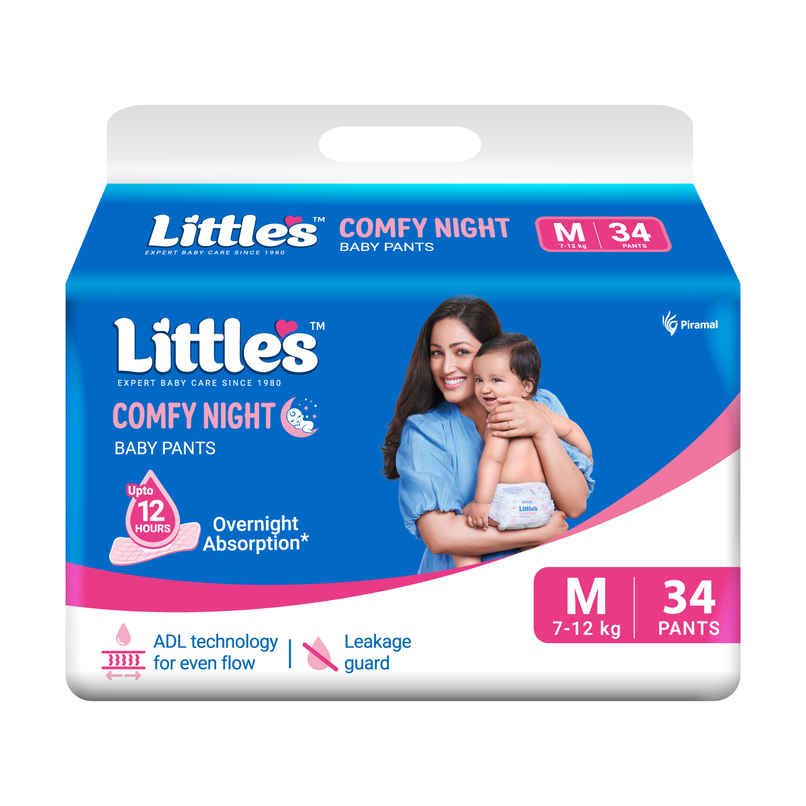 Littles Baby Diapers Medium Pant Style Diaper | M | 34 pcs