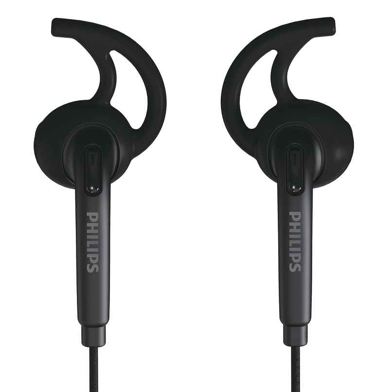 Philips TAA1009BK Sports Wired Earphones | 12 mm Drivers | In-Line Mic | IPX4 | Secure Fit | Black Philips TAA1009BK Sports Wired Earphones | 12 mm Drivers | In-Line Mic | IPX4 | Secure Fit | Black